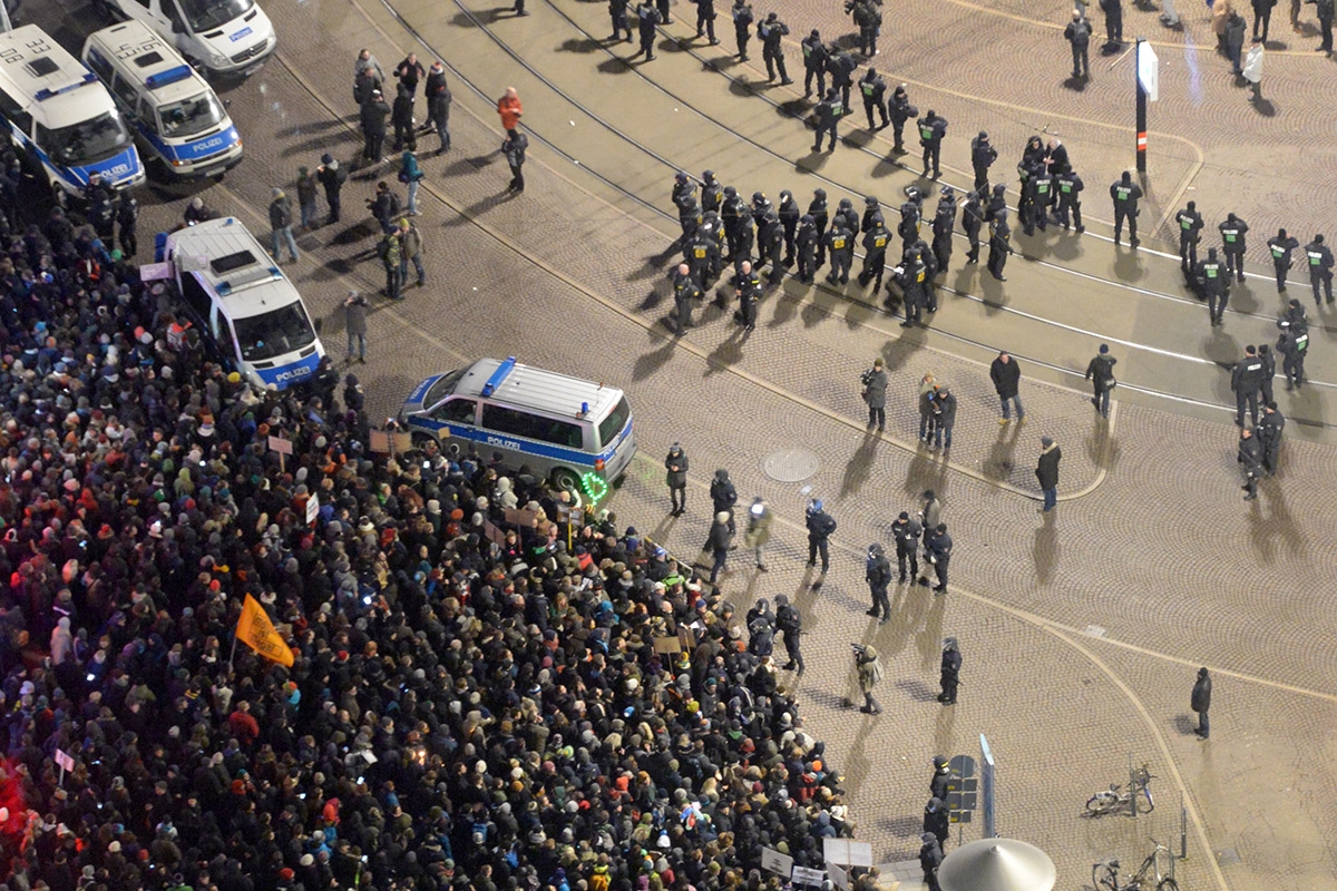 In Leipzig war der Gegenprotest oft größer als der Aufmarsch der Rechtsextremen. Am 21. Januar 2015 sollen rund 20 000 Personen gegen Legida demonstriert haben