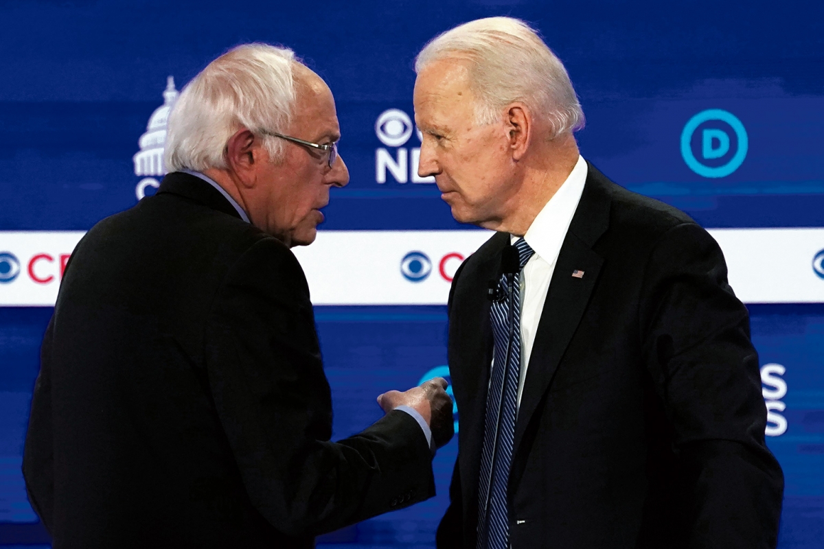 Wer hat bessere Chancen gegen Trump? Bernie Sanders und Joe Biden debattierten am 25. Februar im Gaillard Center in Charleston, South Carolina