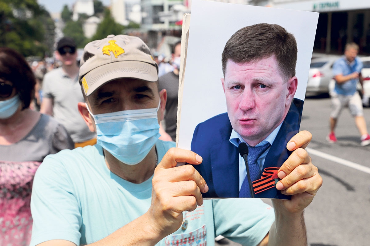 Unterstützung für den verhafteten Governeur Sergej Furgal. Protest in Chabarowsk, 18. Juli