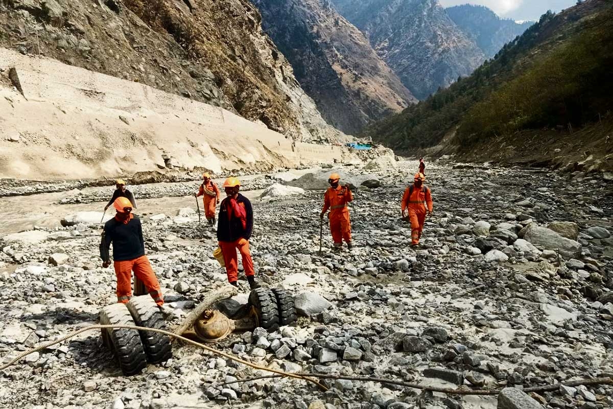 Ein Bergrutsch zerstörte im Februar 2021 den indischen Chamoli-Damm im Himalaya