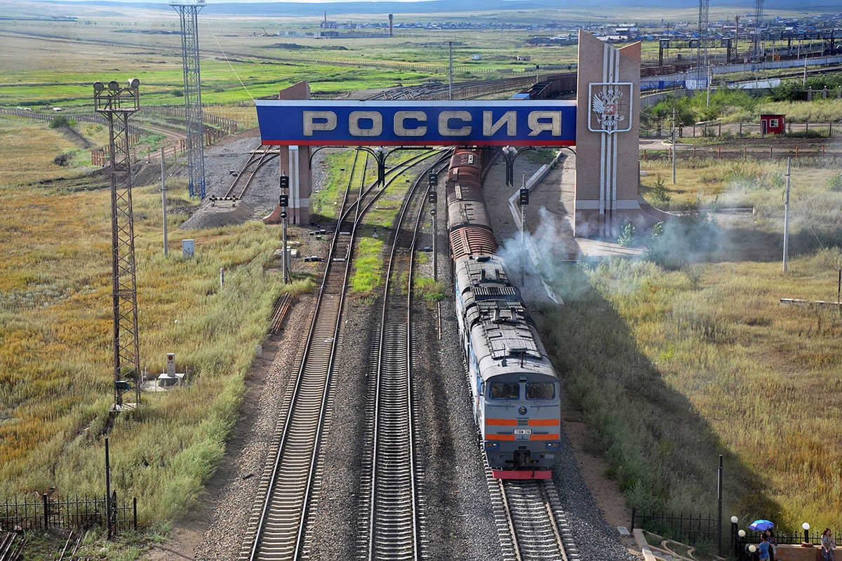 Zugstrecke China-Russland mit Zug 