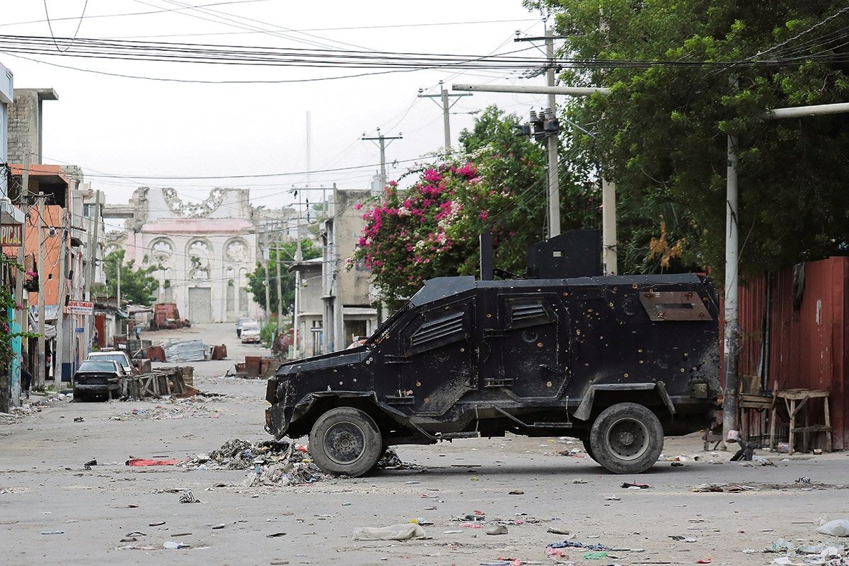 Beschossenes Polizeiauto in Haiti