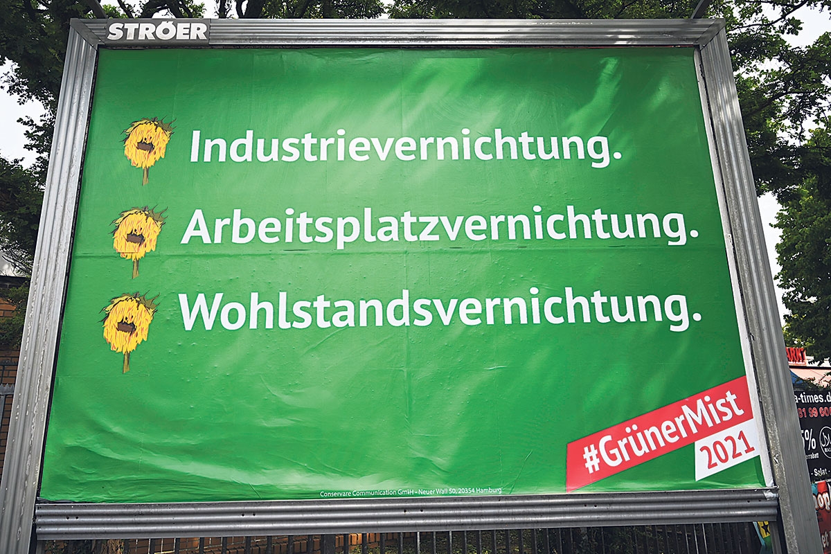 Plakat der rechten Kampagne »Grüner Mist« im August 2021