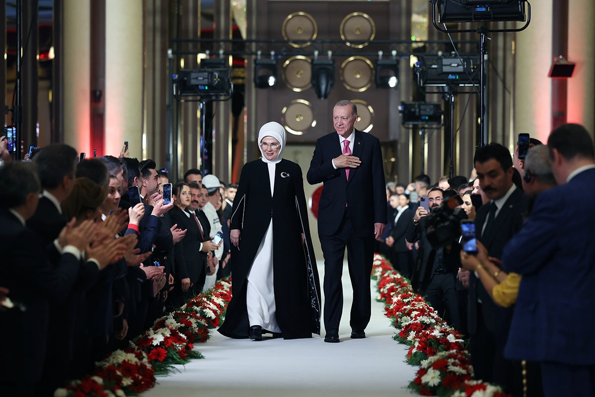 Recep Tayyip Erdoğan mit seiner Ehefrau Emine bei der Amtseinführung im Präsidentensitz in Ankara, 3. Juni