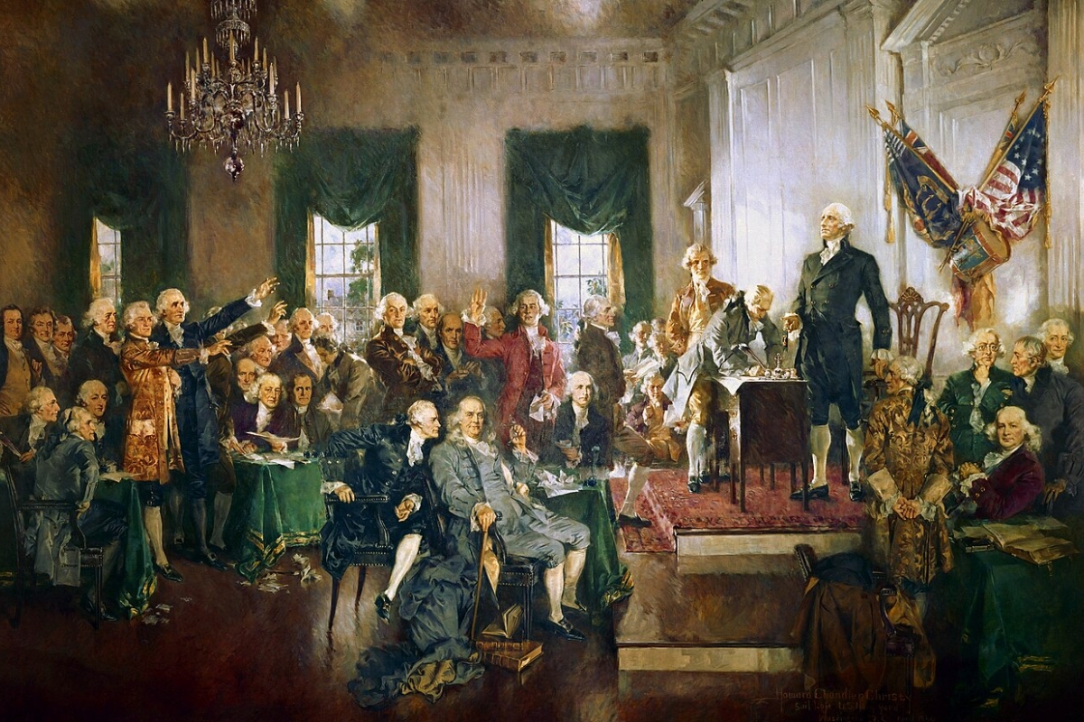 »Scene at the Signing of the Constitution of the United States«. Gemälde von Howard Chandler Christy (1873–1952)