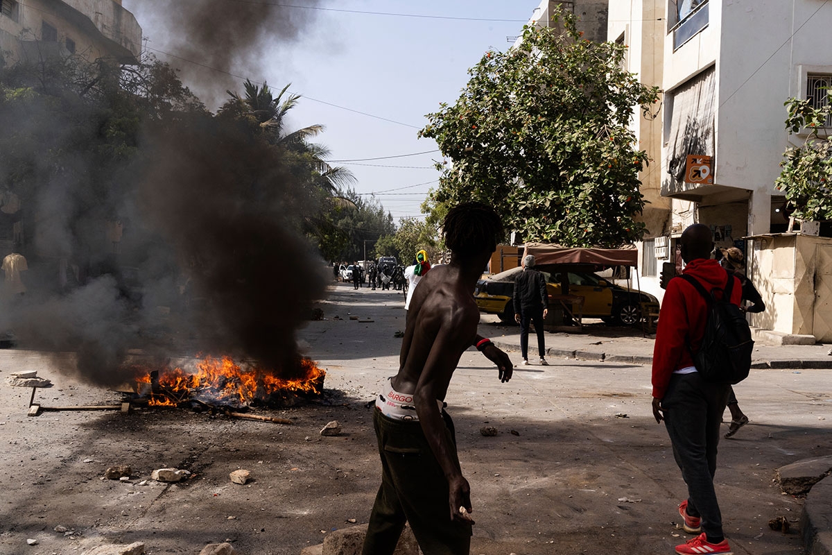 Proteste gegen die Entscheidung von Präsident Micky Sall, die Wahl im Senegal zu verschieben. Dakar, 9. Februar