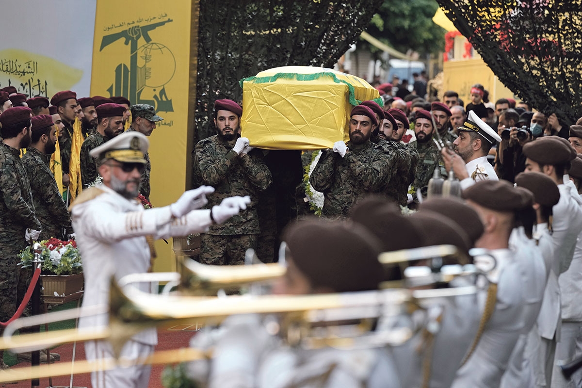 Hizbollah-Heldengedenken. Vergangene Woche gab es mehrere Beerdigungsprozessionen für hochrangige Kommandeure der Hizbollah, hier von Ibrahim Akil in Beirut, 22. September