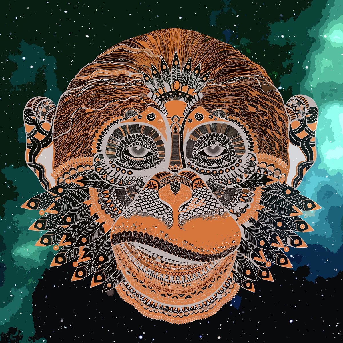 Illustration Portrait eines Affen
