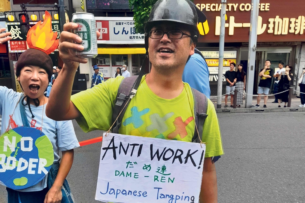 Demonstrant gegen die Lohnarbeit