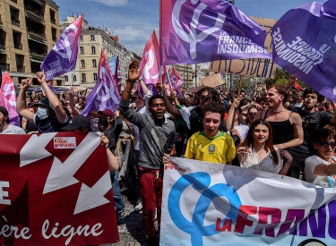 Aufgerufen hatten linke Kräfte. In ganz Frankreich demonstrierten Hundertausende gegen die extreme Rechte, Marseille, am 15 Juni
