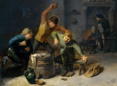 Und was, wenn die Unterdrückten lieber einander bekämpfen als die Mächtigen? Adriaen ­Brouwers »Bauernrauferei beim Kartenspiel«, 1633