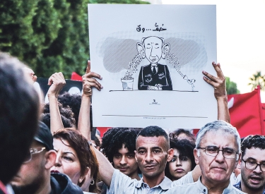 Auf Protestierende hört Präsident Kaïs Saïed nicht. Demonstration gegen die Repression in Tunis, 13. September