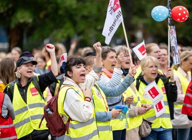 Kampf für einen Entlastungstarifvertrag. Kita-Warnstreik von Verdi-Mitgliedern im September 