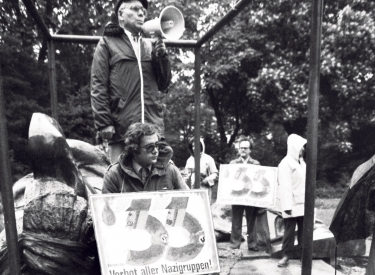 Protest gegen die niedrigen Haftstrafen im Majdanek-Prozess, Düsseldorf, 29. Juni 1981