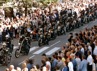 Letzte Geleit für 1995 getöteten Bandidos Präsidenten in Helsingborg