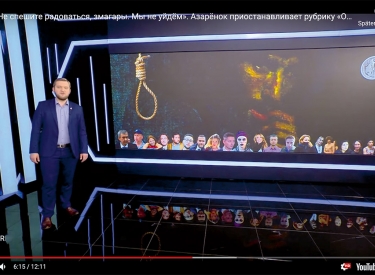 Grigorij Asarenok stellt im belarussischen Staatssender CTV oppositionelle »Verräter« vor