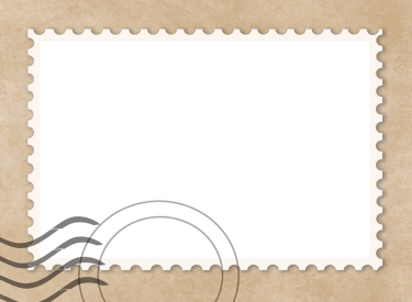 Illustration weiße Briefmarke mit Poststempel
