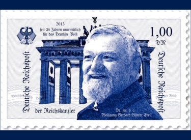 Eine Briefmarke mit dem Bild von Wolfgang Ebel