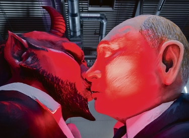 Putin knutscht mit dem Teufel (Faschingsfiguren)