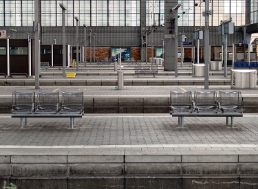 Münchner Hauptbahnhof während des bundesweiten Warnstreiks am 27. März