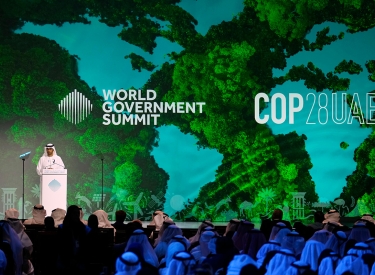 Sultan al-Jaber, Präsident der Klimakonferenz Cop 28, beim World Government Summit in Dubai, 14. Februar