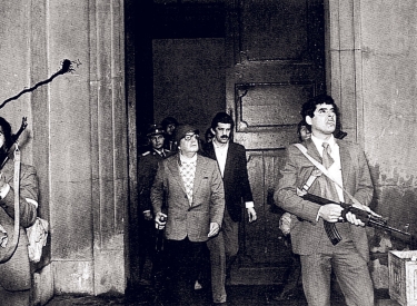 Salvador Allende mit seiner Leibgarde im Präsidentenpalast, Santiago am 11.9.1973