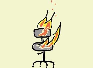 Illustration: Brennender Bürostuhl