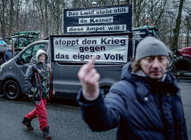 Zumindest einigen geht es um sehr viel mehr als Dieselsubventionen. Protest von Landwirten in Berlin, 15. Januar