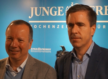 Markus Krall (l.), hier mit dem neurechten Journalisten Dieter Stein von der »Jungen Freiheit«