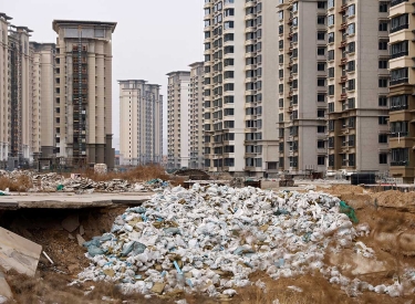 Nicht fertiggestellte Wohngebäude des chinesischen Immobilienkonzerns Evergrande. 1. Februar 2024, Shijiazhuang